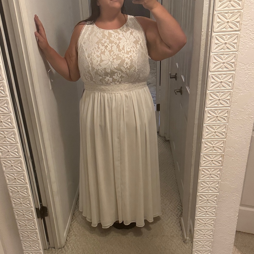 Ashley Stewart White Lace Maxi Dress